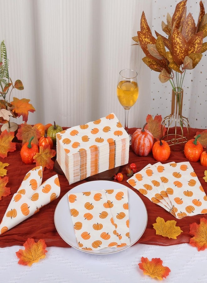 AimFun 100Pcs Pumpkin Guest Napkins Fall Decor Pumpkins Paper Napkin Thanksgiving Disposable Bathroom Hand Towels for Autumn Harvest Friendsgiving Seasonal Table Decor Party Supplies - Image 5